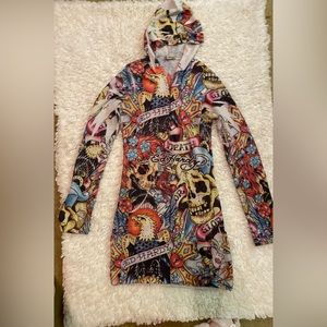 Vintage Ed Hardy dress with hoodie size Small